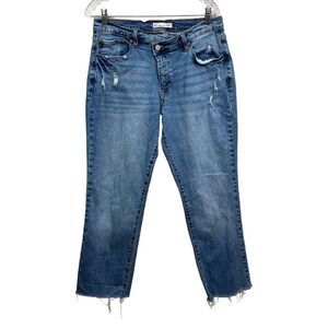 KanCan Womens‎ Jeans Stretch Straight Leg Distressed Raw Hem 5 Pocket Zip Sz 30